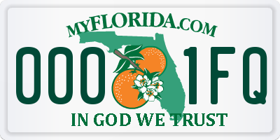 FL license plate 0001FQ