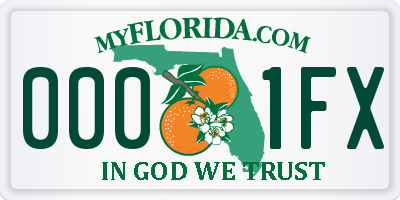 FL license plate 0001FX