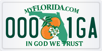 FL license plate 0001GA