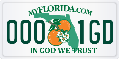 FL license plate 0001GD