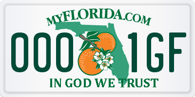 FL license plate 0001GF