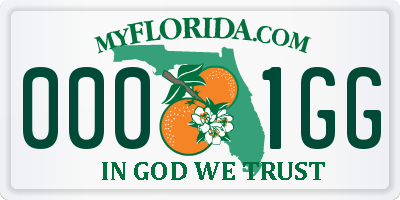 FL license plate 0001GG