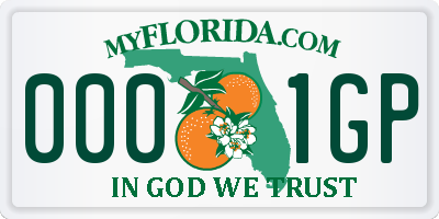 FL license plate 0001GP