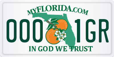 FL license plate 0001GR