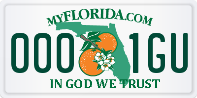 FL license plate 0001GU