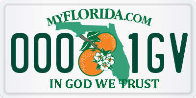 FL license plate 0001GV