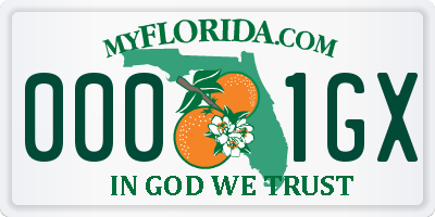 FL license plate 0001GX