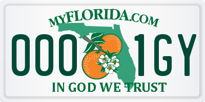 FL license plate 0001GY