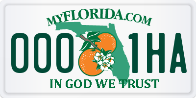 FL license plate 0001HA