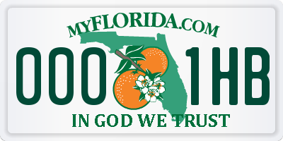 FL license plate 0001HB