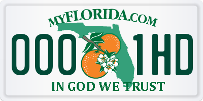 FL license plate 0001HD