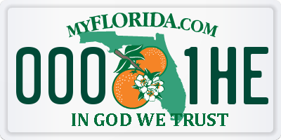 FL license plate 0001HE