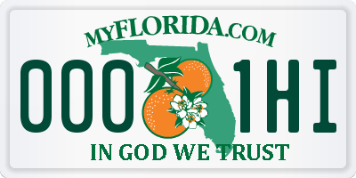 FL license plate 0001HI