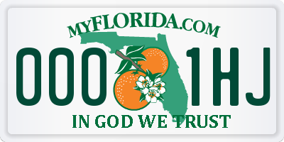 FL license plate 0001HJ