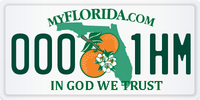 FL license plate 0001HM