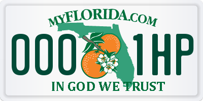 FL license plate 0001HP