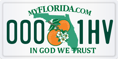 FL license plate 0001HV