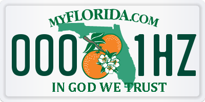 FL license plate 0001HZ