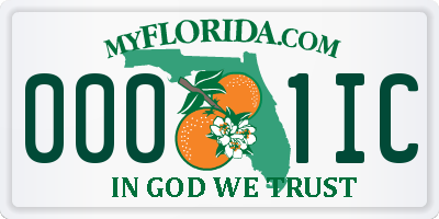 FL license plate 0001IC