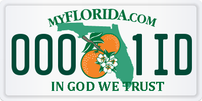 FL license plate 0001ID