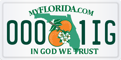 FL license plate 0001IG