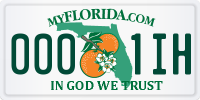 FL license plate 0001IH