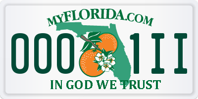 FL license plate 0001II