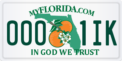 FL license plate 0001IK