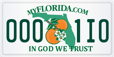 FL license plate 0001IO