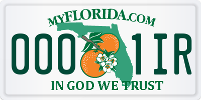 FL license plate 0001IR