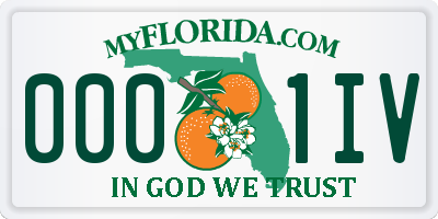 FL license plate 0001IV