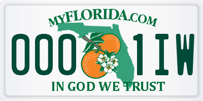 FL license plate 0001IW