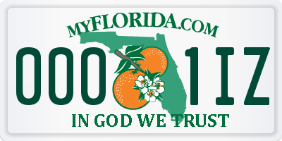 FL license plate 0001IZ