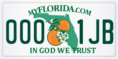 FL license plate 0001JB