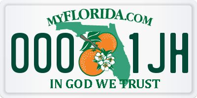 FL license plate 0001JH
