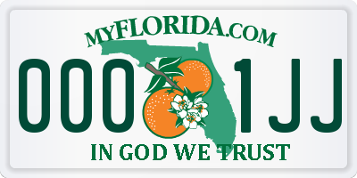 FL license plate 0001JJ