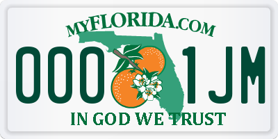 FL license plate 0001JM