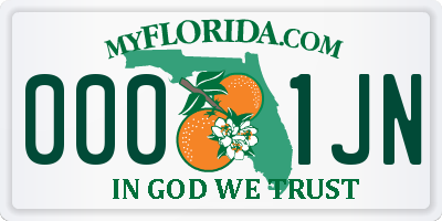 FL license plate 0001JN