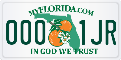 FL license plate 0001JR