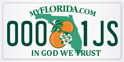 FL license plate 0001JS