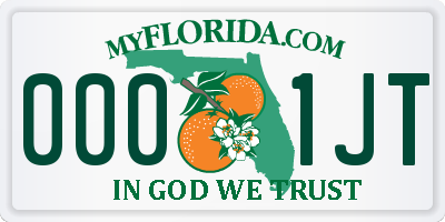 FL license plate 0001JT