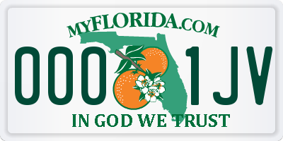 FL license plate 0001JV