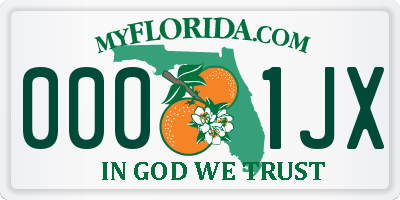 FL license plate 0001JX