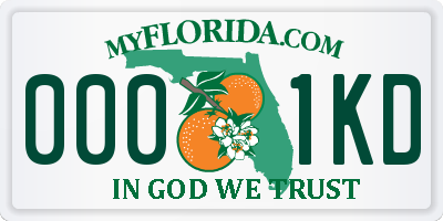 FL license plate 0001KD