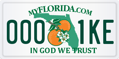 FL license plate 0001KE