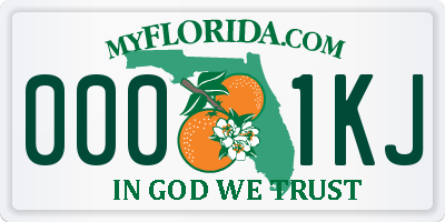 FL license plate 0001KJ