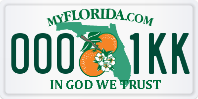 FL license plate 0001KK