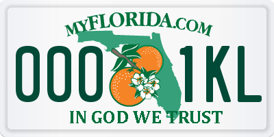 FL license plate 0001KL