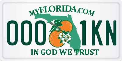 FL license plate 0001KN