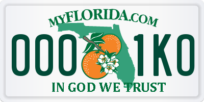 FL license plate 0001KO